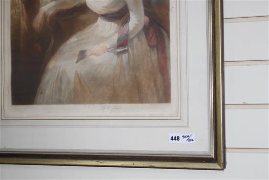 Elizabeth Gulland, colour mezzotint, Portrait of an 18th century lady, signed in pencil, 59 x 47cm